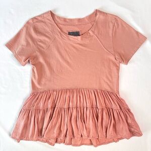 Anthropologie Peach Pink Iona Flounce Swing Top Size S